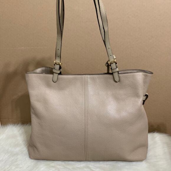 MICHAEL KORS Spacious Large BISQUE Beige Pebbled Leather LENOX Shoulder Tote - Picture 6 of 16